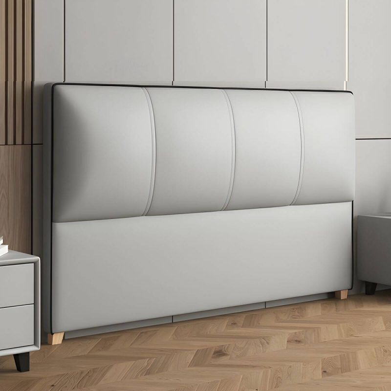 "Elegant Upholstered Panel Headboard with Wood Legs and Modern Style - 59" Grey"