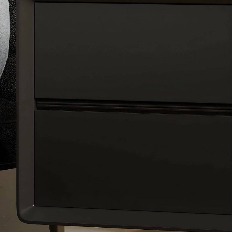 "A Cozy and Classic Black Wood Nightstand with 2 Drawers in Traditional Style - 2 Piece Set"
