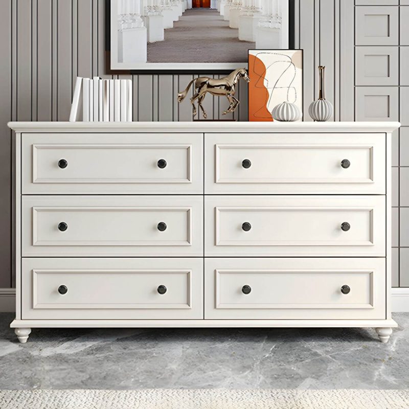"Solid Wood and Soft-Close Drawers Modern Chest with Wood Top - 6 39"L x 18"W x 31"H"