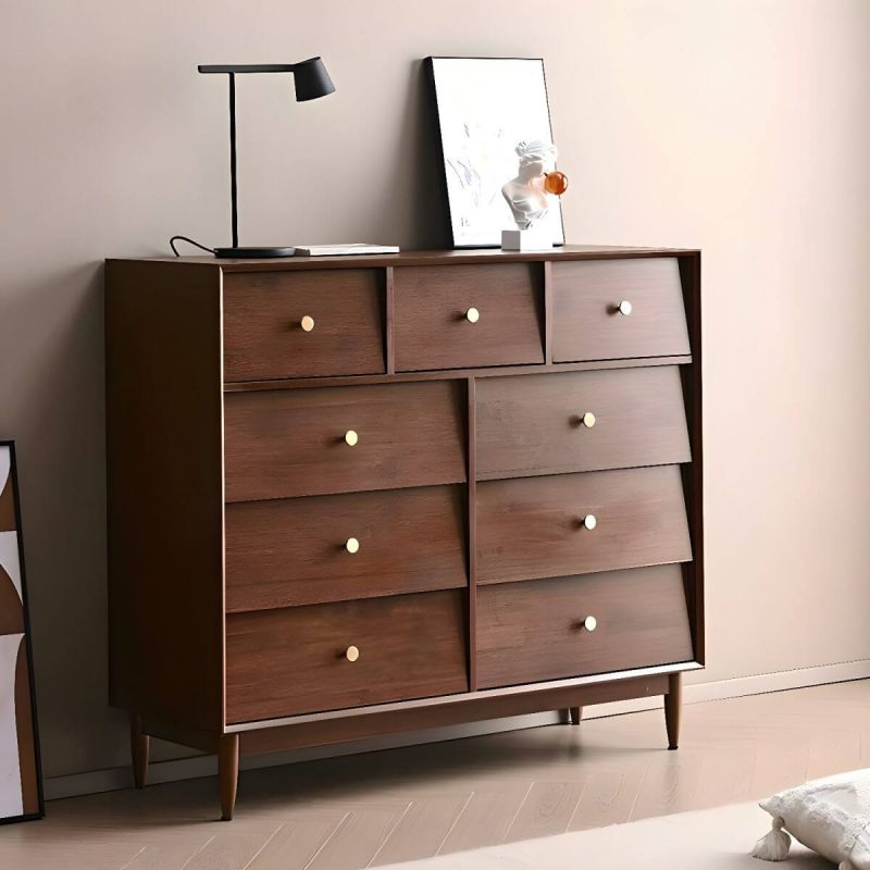 "Traditional Metal Handle Dressers with Solid Wood Drawers for Bedroom - Black 46"L x 16"W x 31"H"