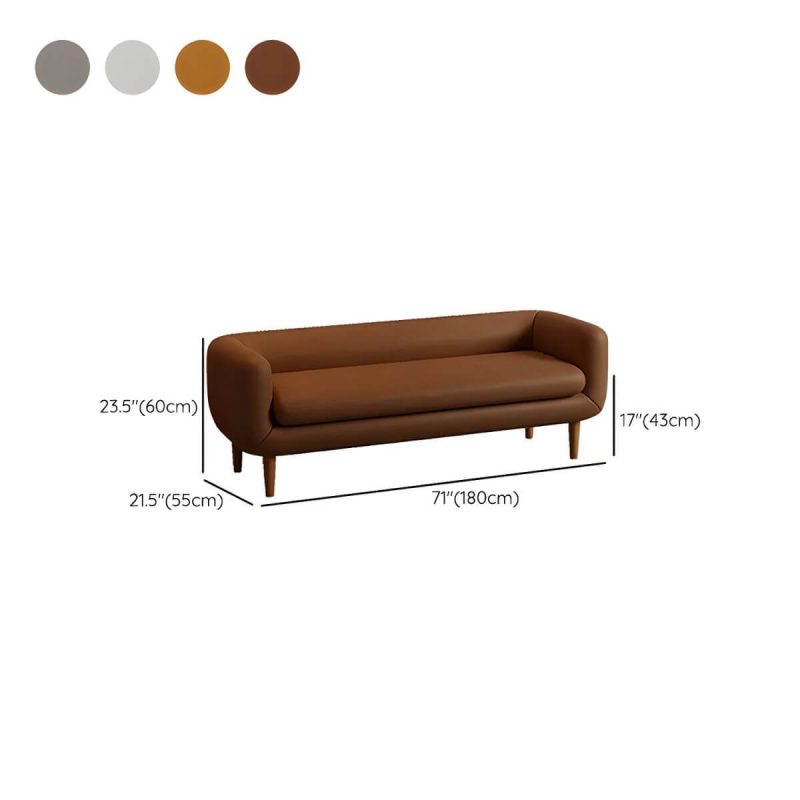 "Dimension of Modern Upholstered Bedroom Bench with Arms and Back - Wood Legs, Sponge Upholstery - 180 x 55 x 60 cm Beige"