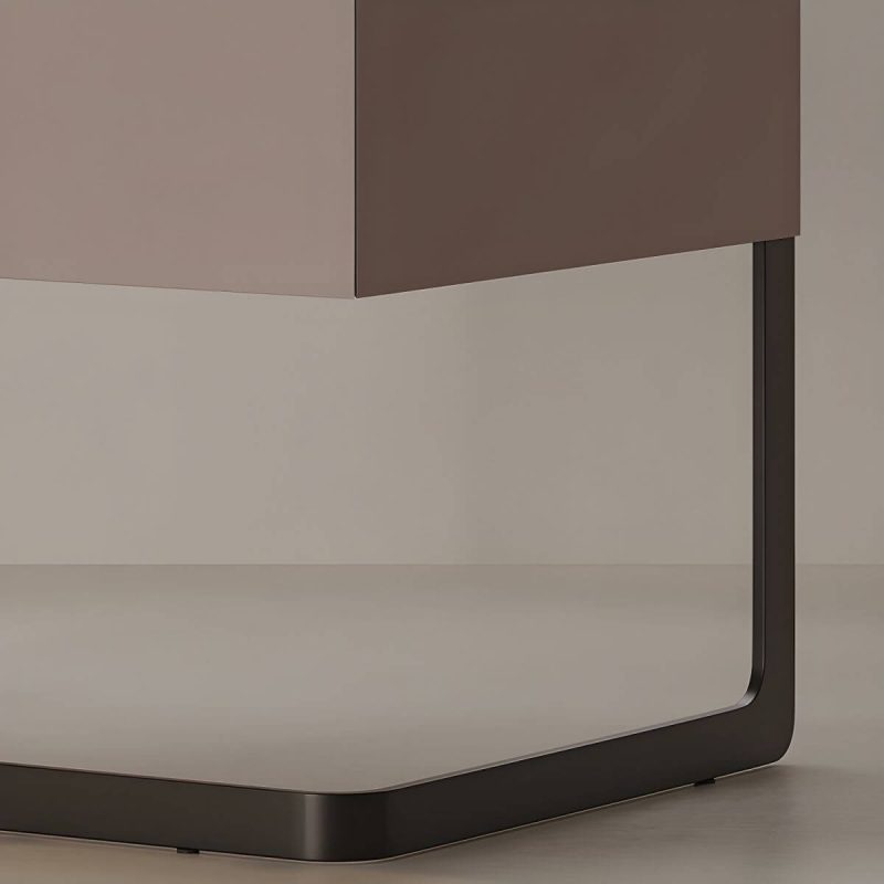 "Red Modern Wood Nightstand with Single Drawer and Legs for Bedroom - 2 Piece Set"