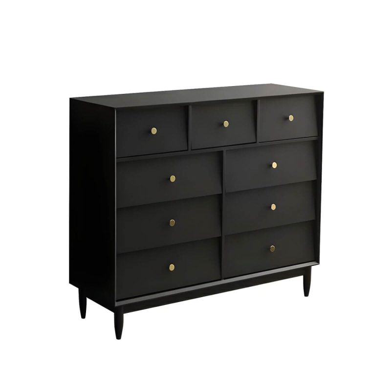 "Traditional Metal Handle Dressers with Solid Wood Drawers for Bedroom - Black 46"L x 16"W x 40"H"