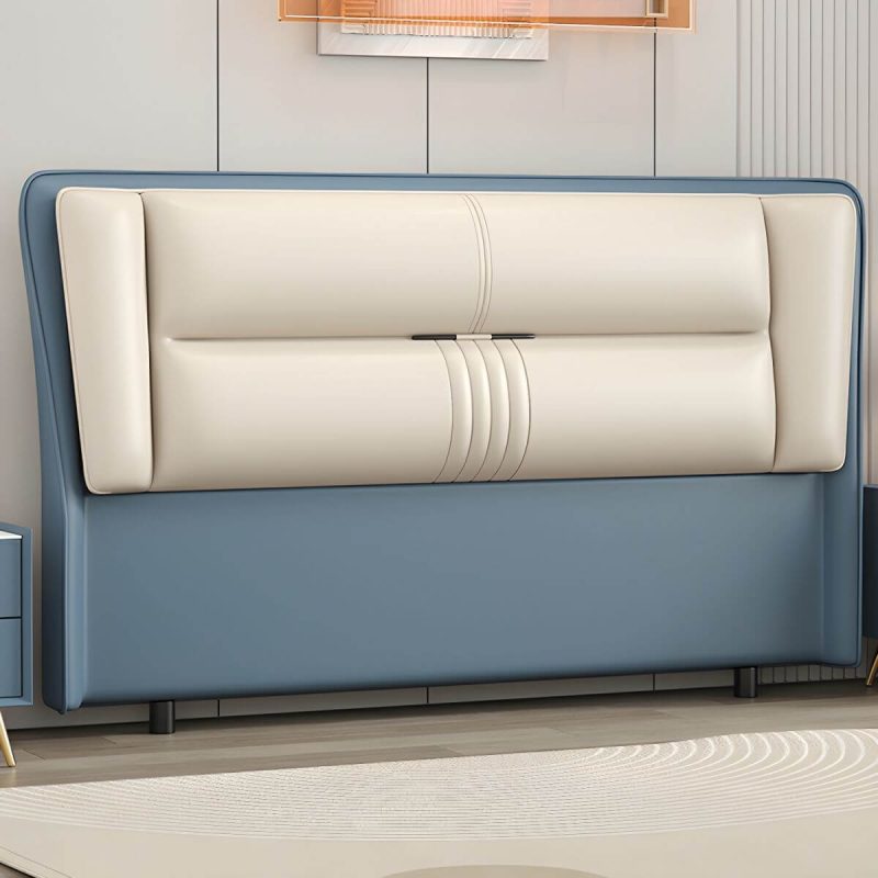 "Modern Rectangular Upholstered Wingback Headboard with Wood Legs - Microfiber 59" Green"