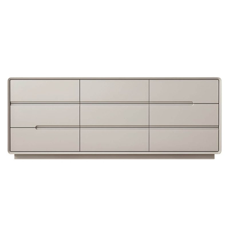 "Light Oak Modern Dresser with Solid Wood Construction and Soft-Close Drawers - Light Apricot 71"L x 16"W x 27.5"H"