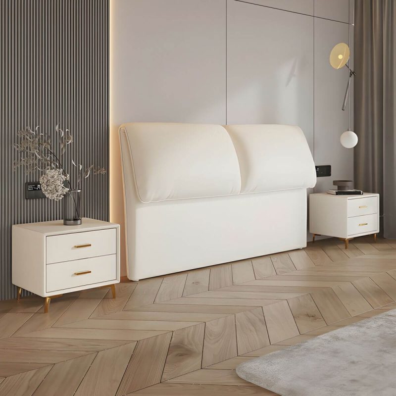 "Elegant Upholstered Panel Headboard with Wood Legs in Modern Style - 79" Grey"