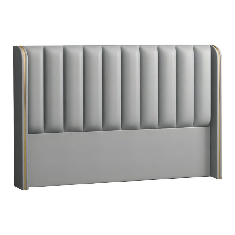 "Modern Leather and Solid Wood Bed Headboard Panel Freestanding - 59" Off-White"