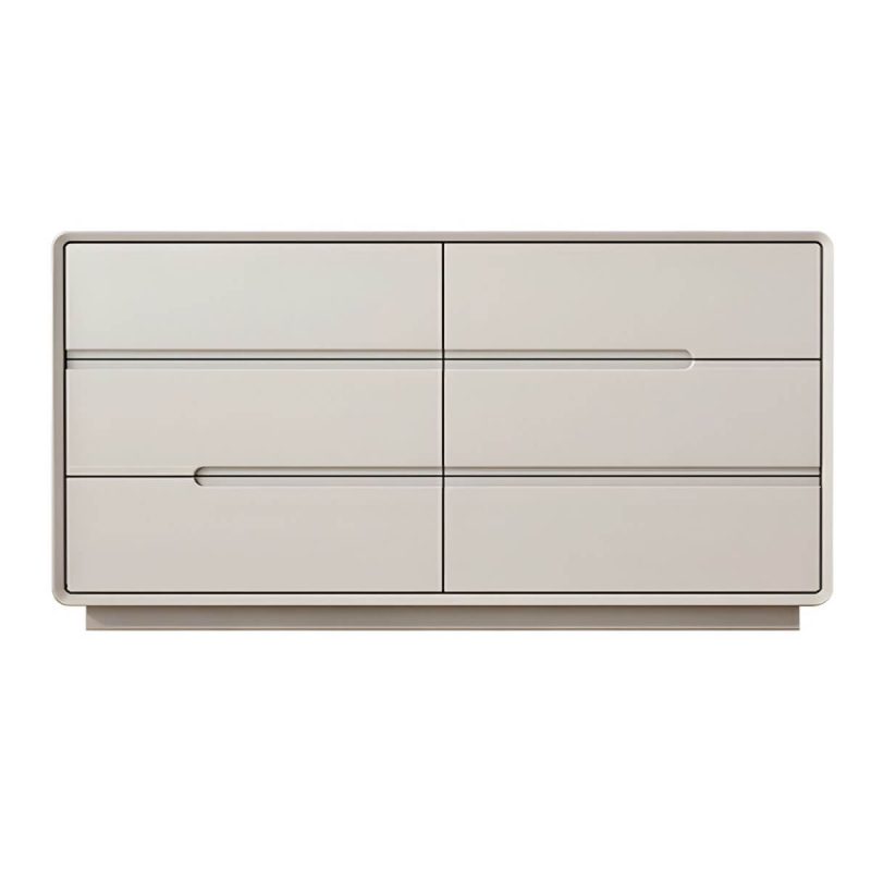 "Light Oak Modern Dresser with Solid Wood Construction and Soft-Close Drawers - Light Apricot 59"L x 16"W x 28"H"