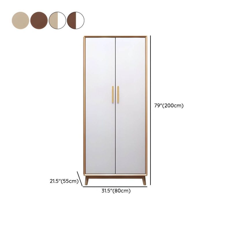 "Dimension of Scandinavian Natural Wood Wardrobe with Clothing Rod and Shelves for Bedroom - Walnut 2 Drawer Not Included 31"L x 22"W x 79"H"