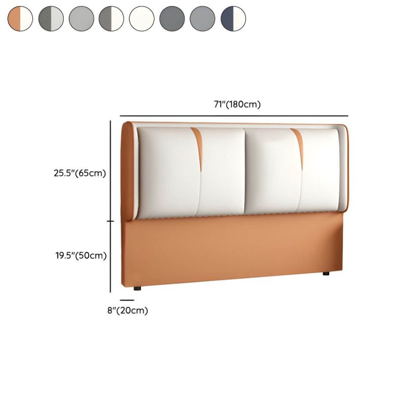 "Dimension of Light Wood Upholstered Wingback Headboard with Pine Frame and Solid Wood Feature - 71" Tech Cloth Gray/ Beige"