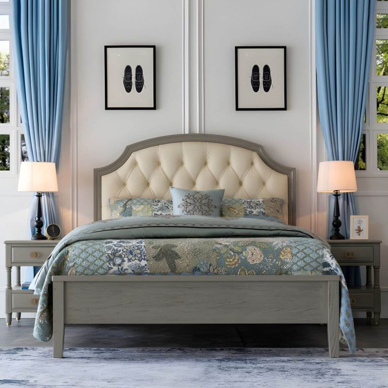 "Grey Ash Wood Nightstand with 2 Drawers, 1 Shelf & Light Wood Tone - Grey 2 Piece Set"
