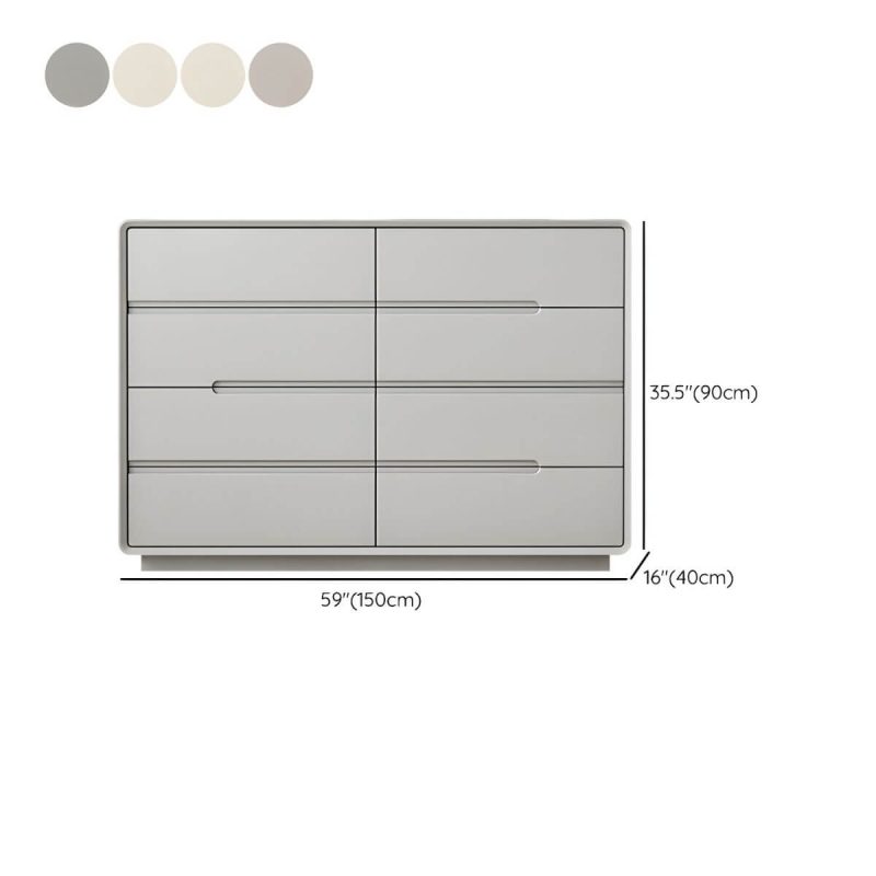 "Dimension of Light Oak Modern Dresser with Solid Wood Construction and Soft-Close Drawers - Milk Tea Color 59"L x 16"W x 35"H"