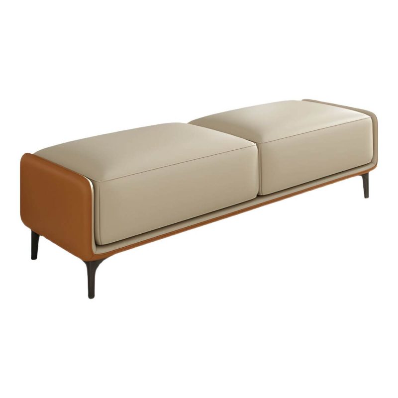 "Armless Backless Upholstered Bedroom Bench in Modern Wood Design Short - Orange 59"L x 19.5"W x 17"H"