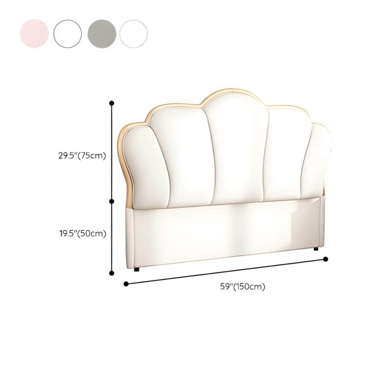 "Dimension of Camelback Solid Wood Bed Frame Headboard Modern Leather Panel - Grey Crown 59""