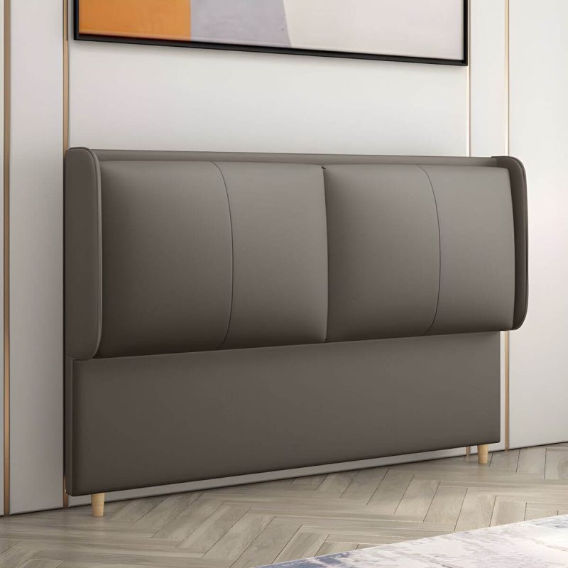 "Rectangular Panel Freestanding Faux Leather Fully Upholstered Headboard Bed - 71" Brown"