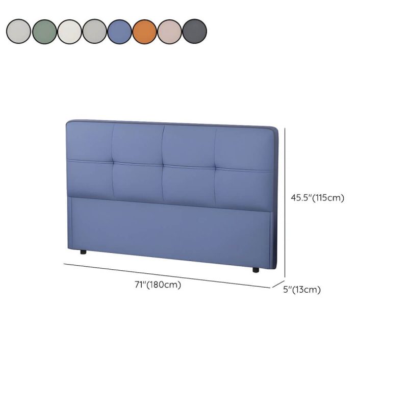 "Dimension of Contemporary Rectangular Headboard Bed with Tufted and Solid Wood Frame - Light Gray 71""