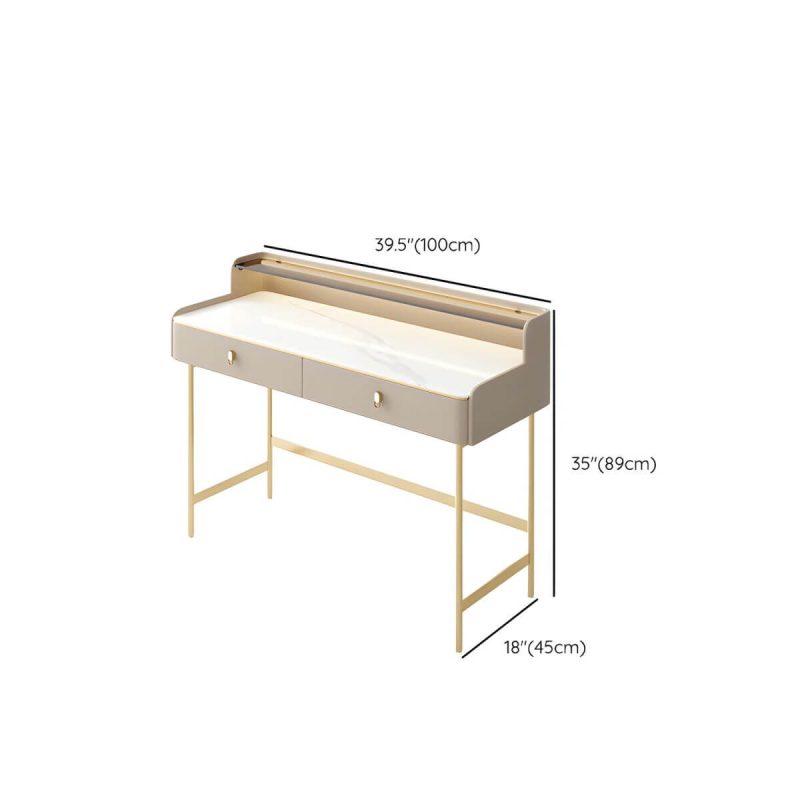 "Dimension of Trendy Standard Makeup Vanity Chalk with Alloy Tabletop, 39"L x 18"W x 35"H"