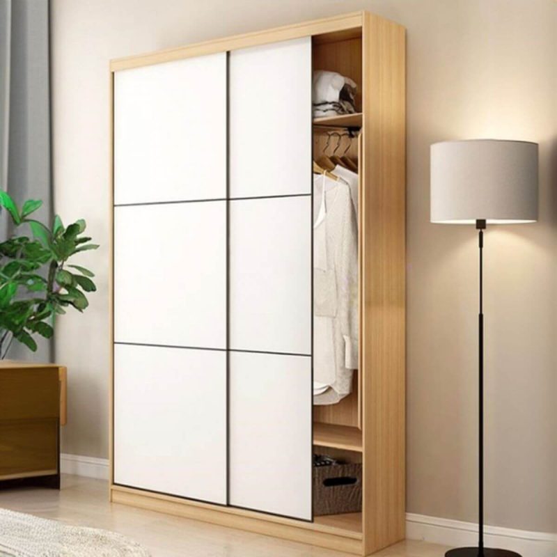 "Independent White Lumber Wardrobe Closet with Soft Close Drawer, Soft Close Door, Interior Shelves, and Clothing Rod, 83"L x 16"W x 87"H"