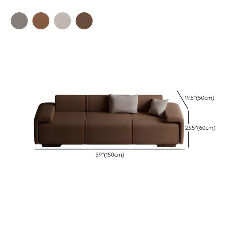 "Dimension of Long Standard Height Armless Modern Bedroom Bench Upholstered in Solid Color - 59"L x 20"W x 24"H Coffee"