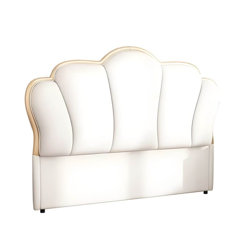 "Camelback Solid Wood Bed Frame Headboard Modern Leather Panel - Crown Off-White 71""