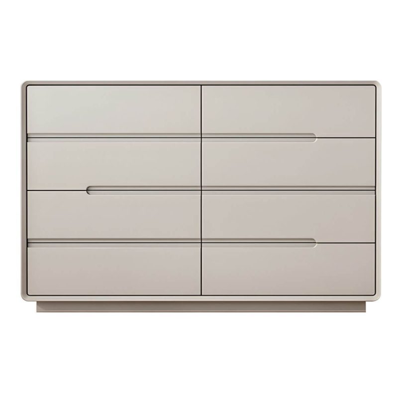 "Light Oak Modern Dresser with Solid Wood Construction and Soft-Close Drawers - Light Apricot 59"L x 16"W x 35"H"