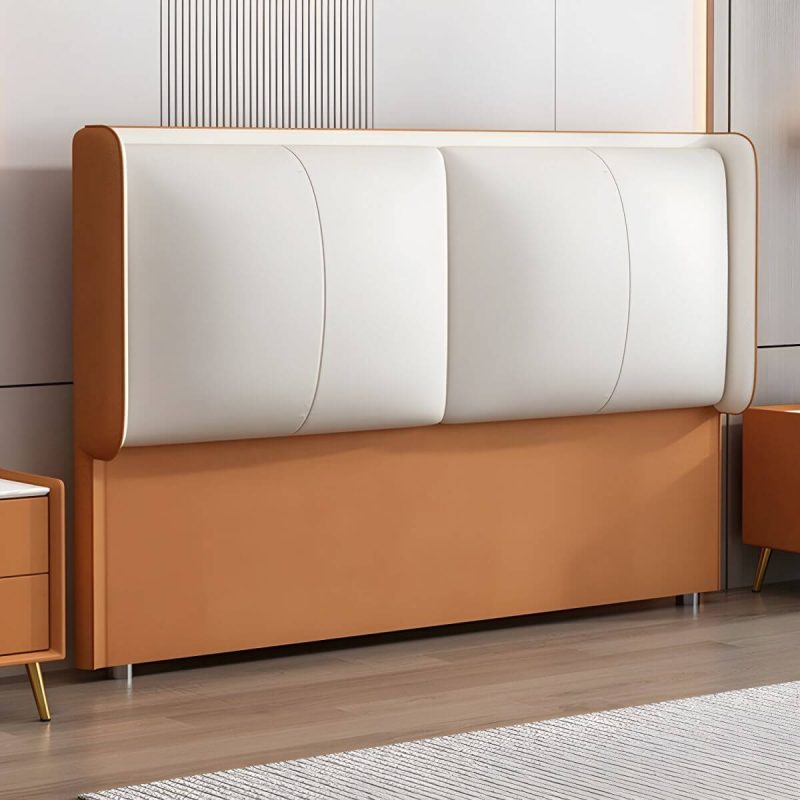 "Light Wood Modern Wingback Headboard with Upholstered Design and Solid Wood Frame - 39" Tech Cloth Orange/ White"