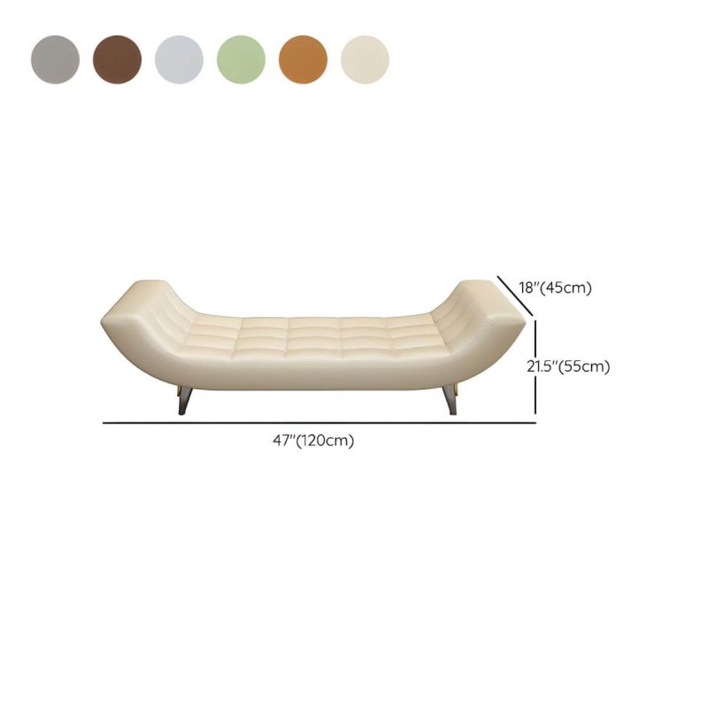 "Dimension of Metal Frame Armless Backless Modern Bedroom Bench Storage Not Included - 47.2"L x 17.7"W x 21.7"H Off-White"
