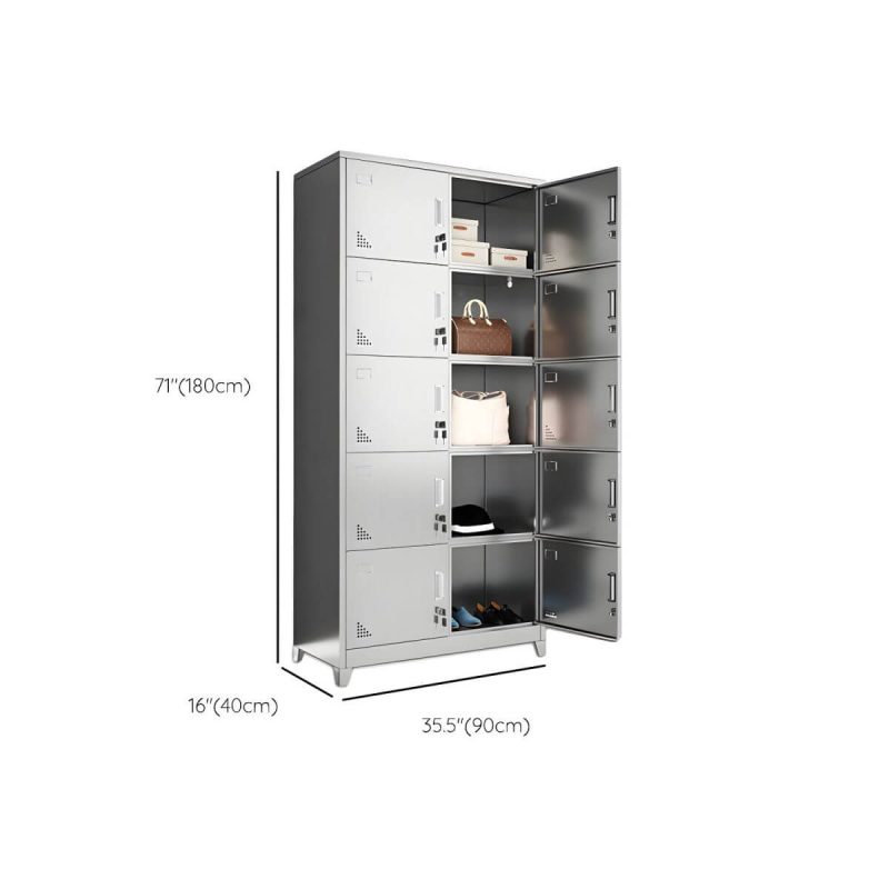 "Dimension of Stainless Steel Modern Storage Cabinet Chrome Metal Cabinet with Hinged Doors - 10"