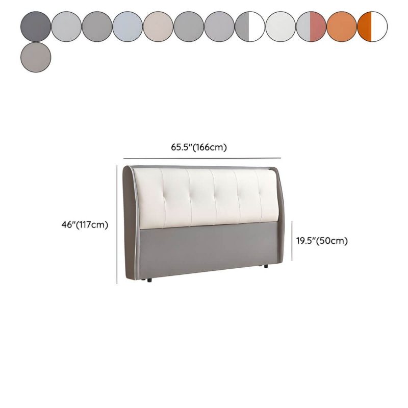 "Dimension of Elegant Wingback Upholstered Headboard with Wood Legs - Modern Design - Gray-White 59""