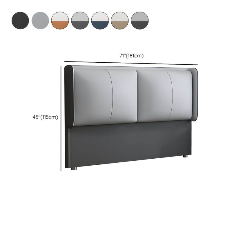"Dimension of Light Wood Modern Wingback Headboard with Upholstered Design and Solid Wood Frame - 71" Tech Cloth Dark Grey/ Light Grey"