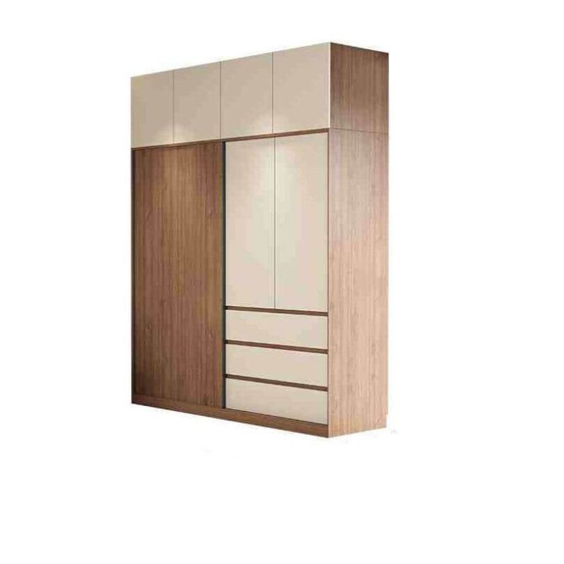 "Multi-Color Casual Engineered Wood Wardrobe Closet with Soft Close Drawer, Soft Close Door, Interior Shelves, and Hanging Rod, 63"L x 24"W x 94"H, Armoire with Top Cabinet"