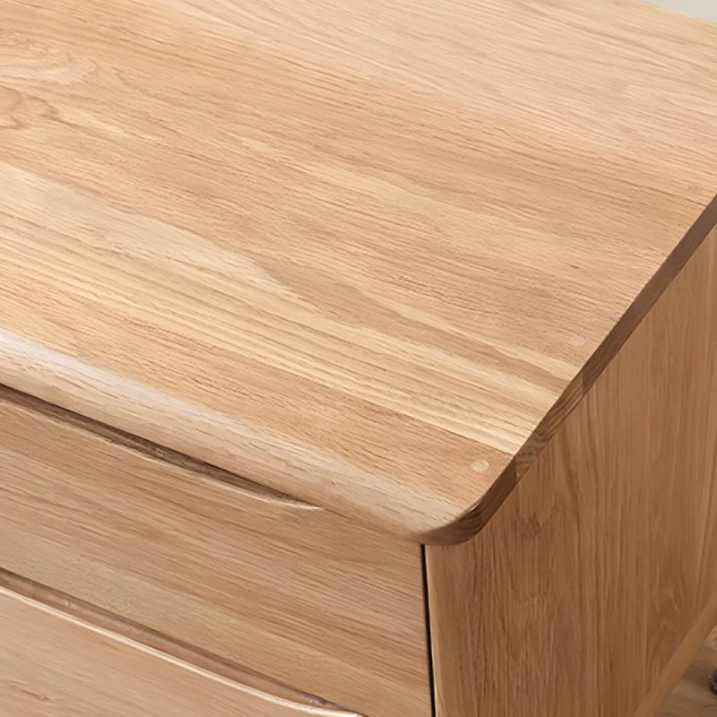 "Modern Oak Wood Nightstand with Drawer Storage, Small Size, Narrow Design - 1 Piece Natural Finish"