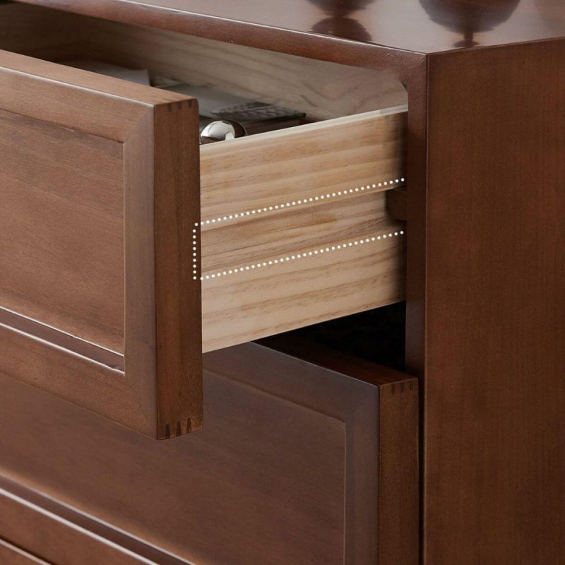 "Traditional Natural Wood Hidden Handle Dressers with Six Drawers and Four Feet in Brown - 47"L x 16"W x 31"H"