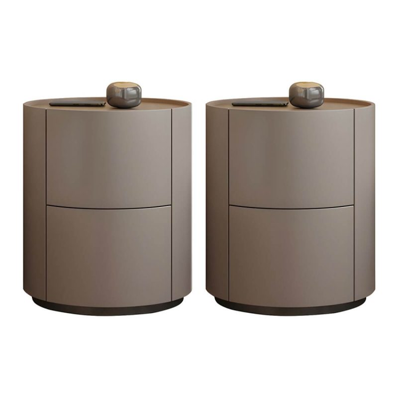 "Contemporary 18.9" Tall Nightstand Wooden Accent Table Nightstand for Bedroom - Khaki 2-Piece Set"