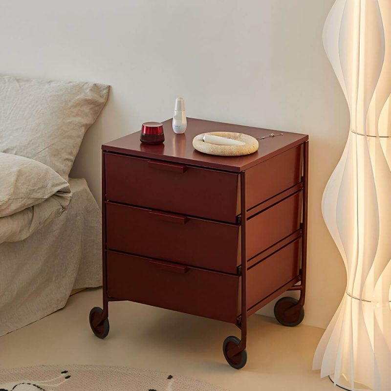 "Modern Iron Bachelor's Chest with 3 Drawers in Plastic/Acrylic Material - Red 1 Piece"