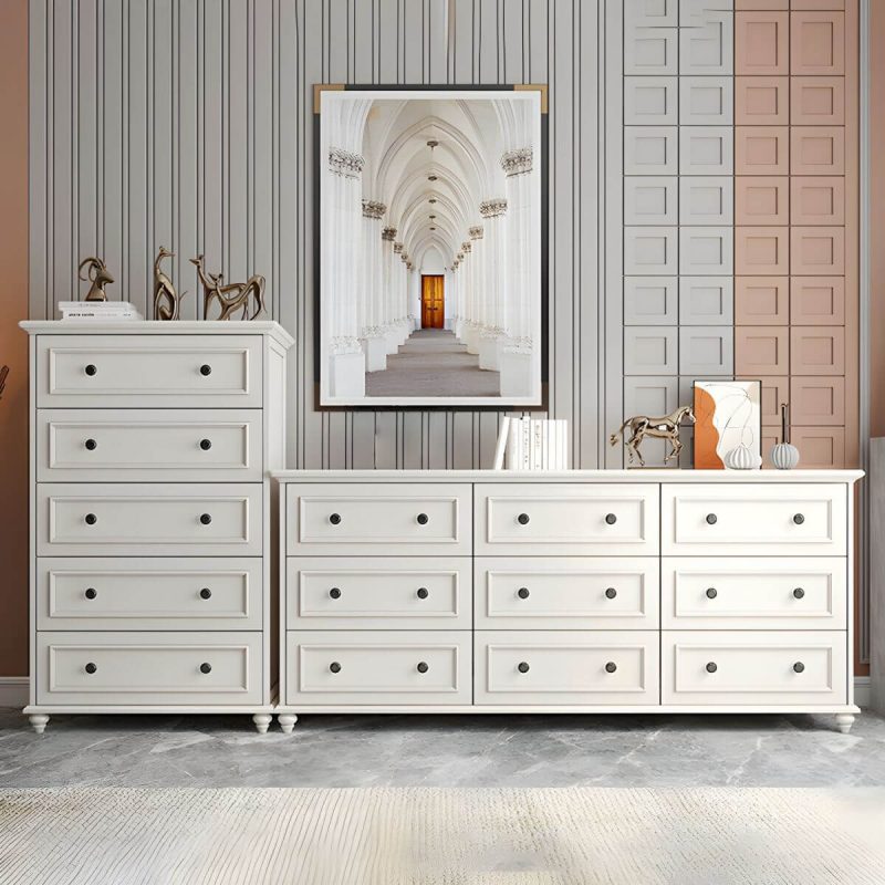 "Solid Wood and Soft-Close Drawers Modern Chest with Wood Top - 7 63"L x 18"W x 31"H"