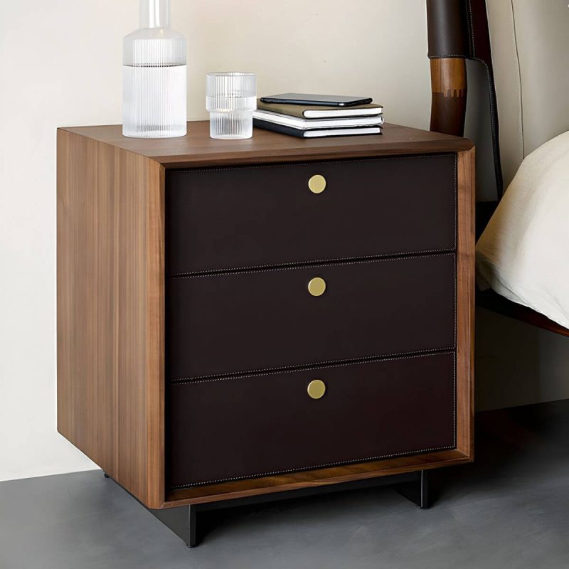 "Modern Walnut Wood Bachelor's Chest with 3 Drawers and Small Size - 1 Piece"