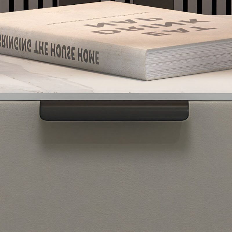 "Modern Wood Nightstand with Glass Countertop and Open Storage - Light Gray 48 x 40 x 51 cm 1 Piece"