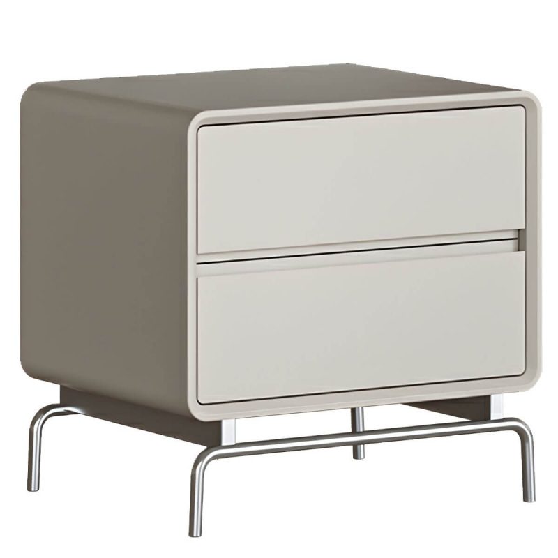 "Modern Wood Nightstand with Drawer Storage in Small Size for Bedroom - Cream Gray 1 Piece 20"L x 16"W x 20"H"