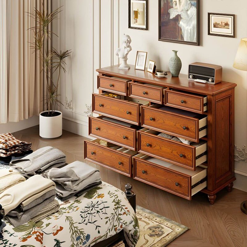 "Traditional Style Solid Wood Lingerie Chest Drawers Included for Bedroom - White 150 x 44 x 81 cm"