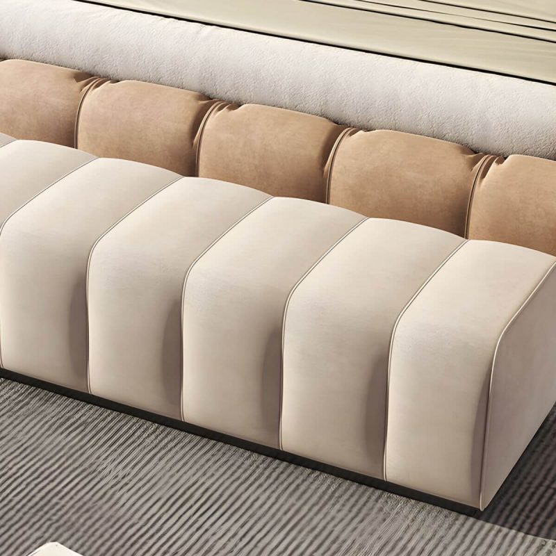 "Tufted Upholstered Modern Bedroom Bench in Solid Color - Short Height - 47"L x 20"W x 16"H Grey"