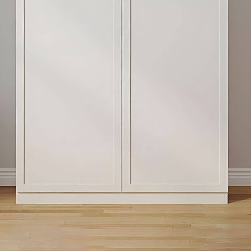 "Modern White Wood Floor-to-ceiling Wardrobe with Drawers and Clothing Rod - 31.5"L x 15.7"W x 94.5"H"