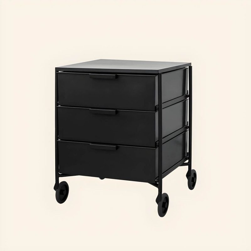 "Modern Iron Bachelor's Chest with 3 Drawers in Plastic/Acrylic Material - Black 1 Piece"