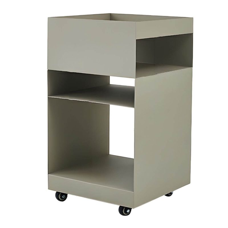 "Modern Metal Nightstand with Open Storage and 4 Shelves in Steel Decor - Grey 1 Piece"