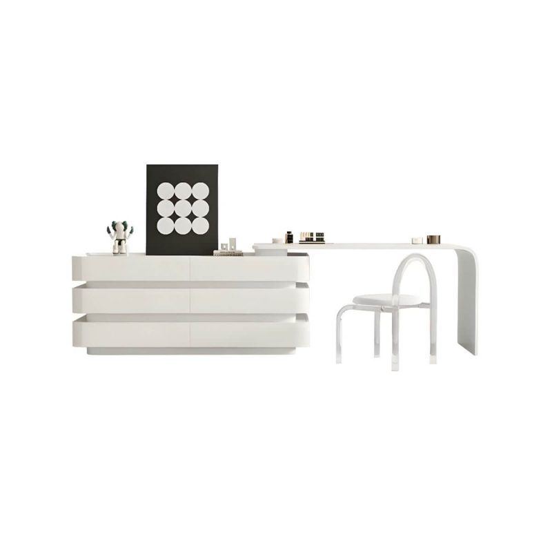 "Stylish Black Wood Large Capacity Storage Makeup Vanity with Six Drawers - Makeup Vanity & Stools White 91"L x 16"W x 30"H"