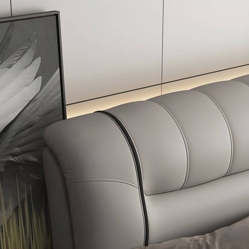 "Bed Frame Headboard Modern Leather Panel Rectangular Solid Wood - 79" Yellow"