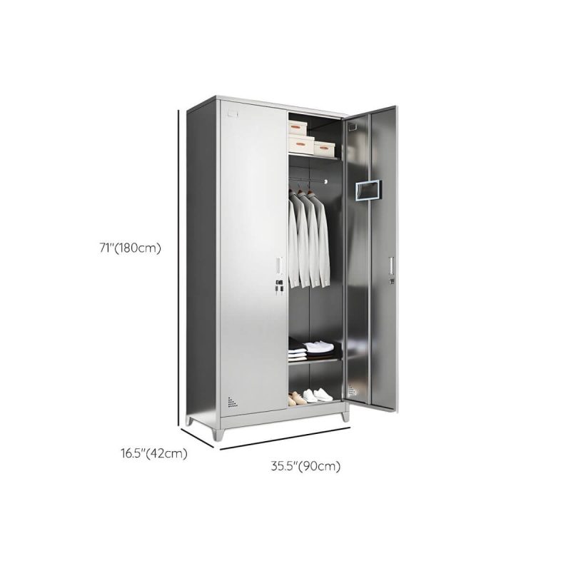 "Dimension of Stainless Steel Modern Storage Cabinet Chrome Metal Cabinet with Hinged Doors - 2"
