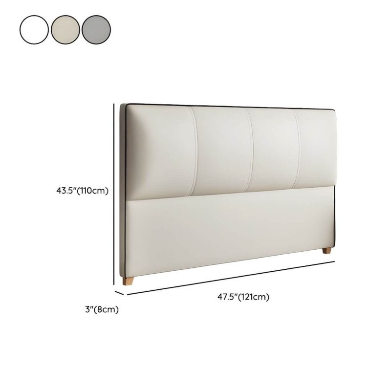 "Dimension of Elegant Upholstered Panel Headboard with Wood Legs and Modern Style - 47" White"