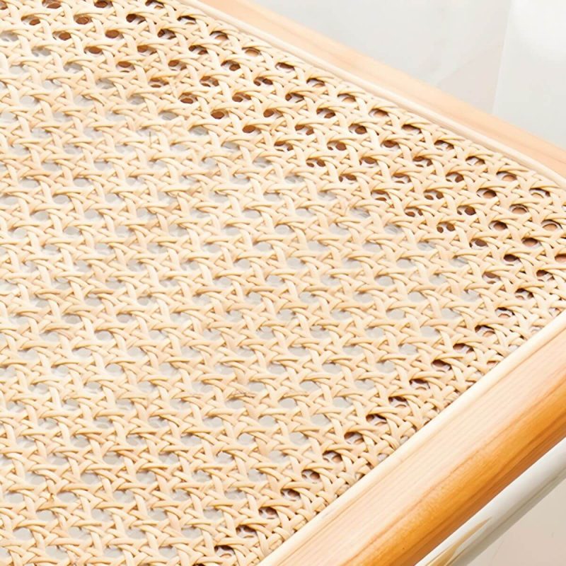 "Scandinavian Style Wicker & Rattan Bedroom Bench with Metal Legs - Black"