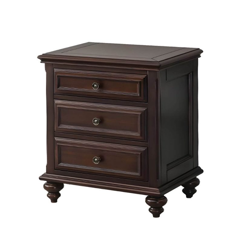 "Elegant Traditional Brown Wood Nightstand with Drawer Storage - 1 Piece 3"